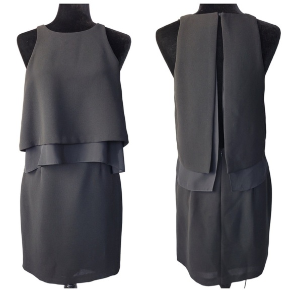 Club Monaco black sleeveless layered mini dress with open back size 4 - Picture 1 of 14